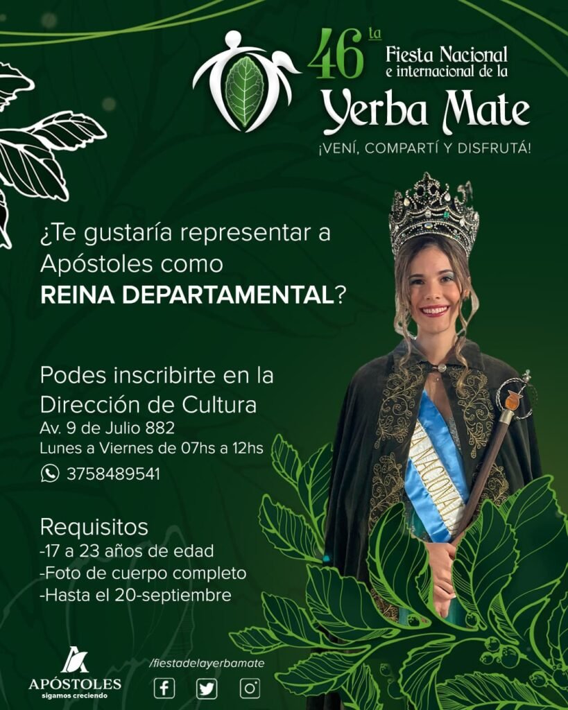 12-ago-2024--Convocatoria para representar al Departamento de Apóstoles en la 46° Fiesta Nacional e Internacional de La Yerba Mate