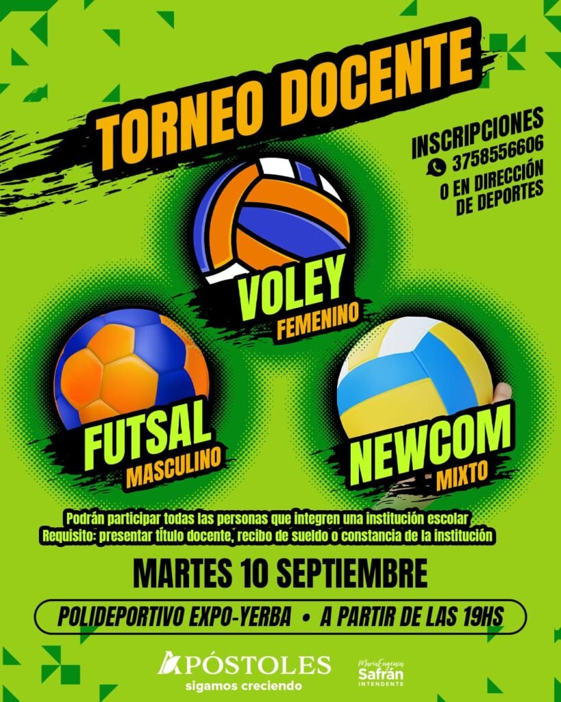 23-08-24--Inscripciones abiertas para el Torneo deportivo en honor al Día del Docente